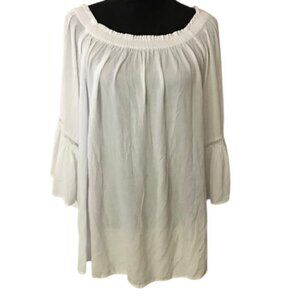 Blue Island Swim Cover Up White Tunic with Bell Sleeve Size XL